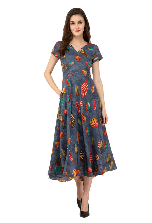 Rudrraaksha Printed Calf Length Dress