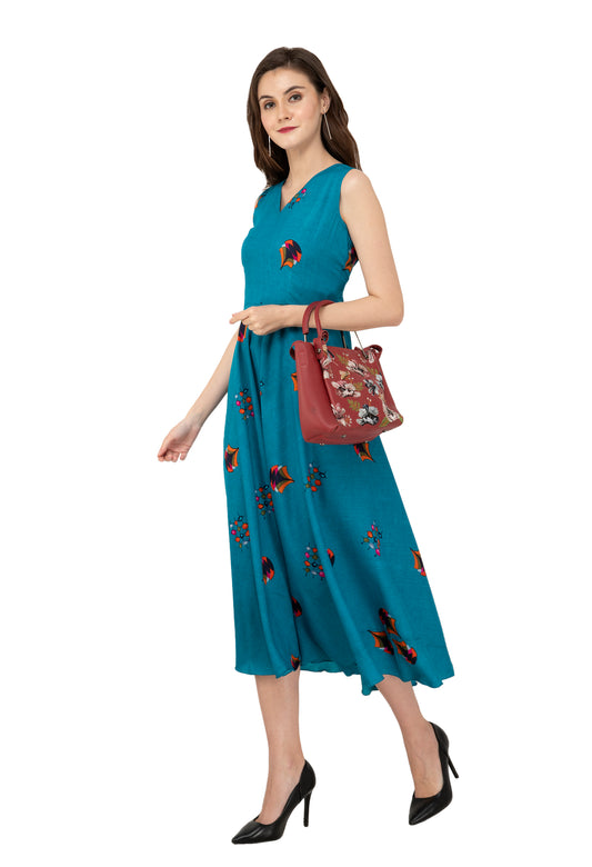 Rudrraaksha Printed Calf Length Dress