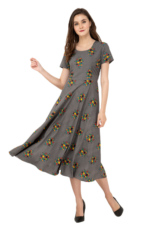 Rudrraaksha Printed Calf Length Dress