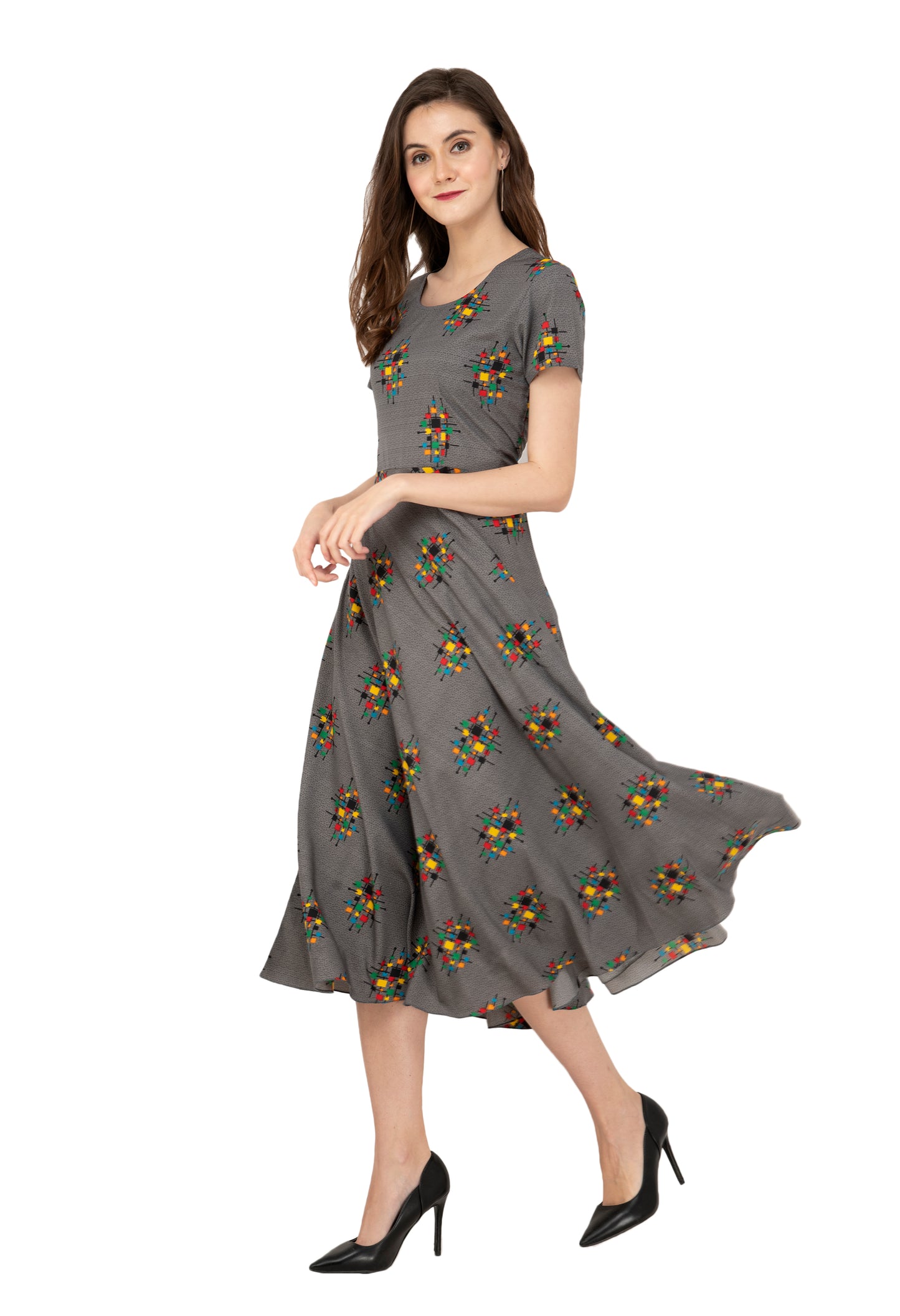 Rudrraaksha Printed Calf Length Dress