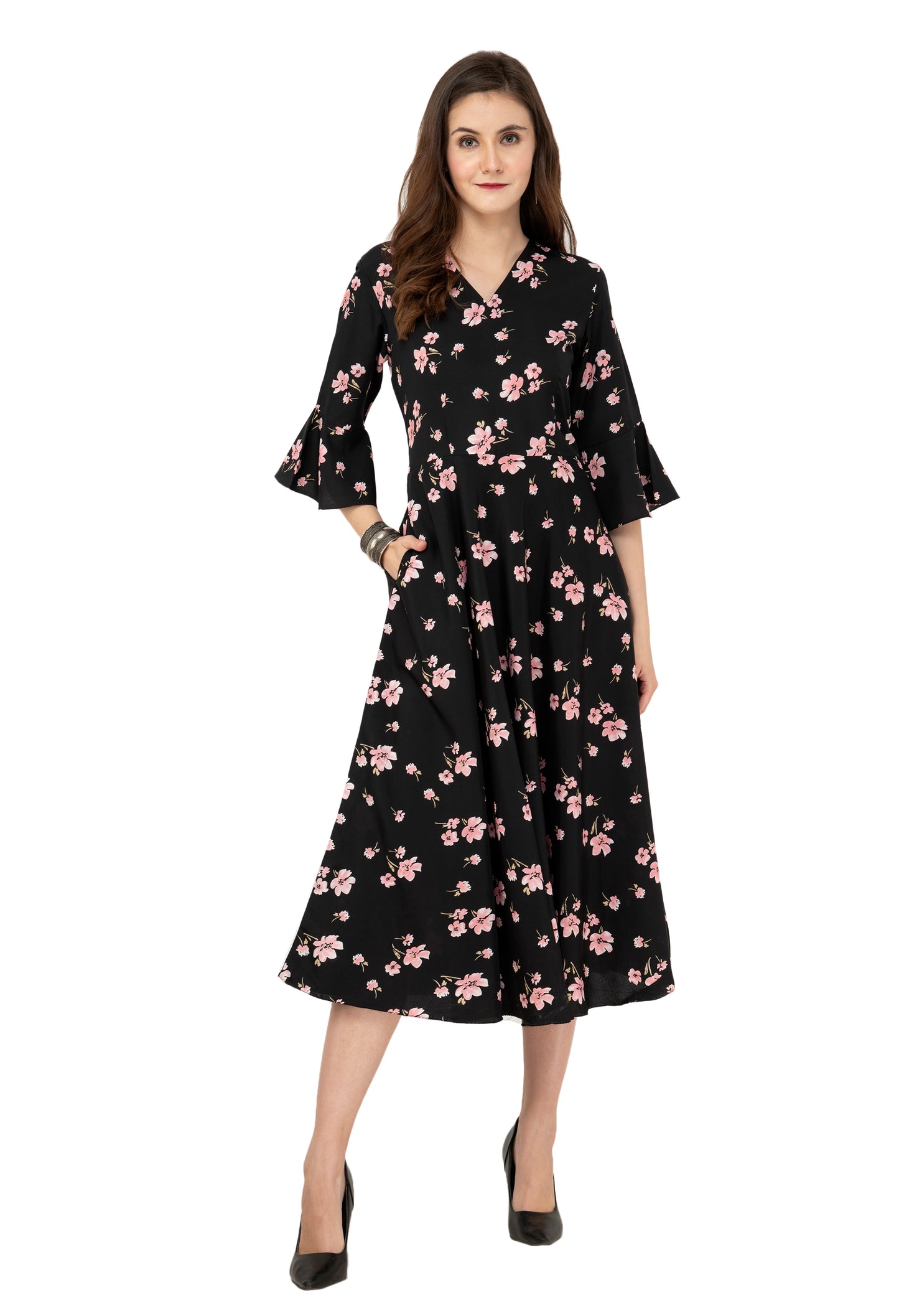 Rudrraaksha Printed Calf Length Dress