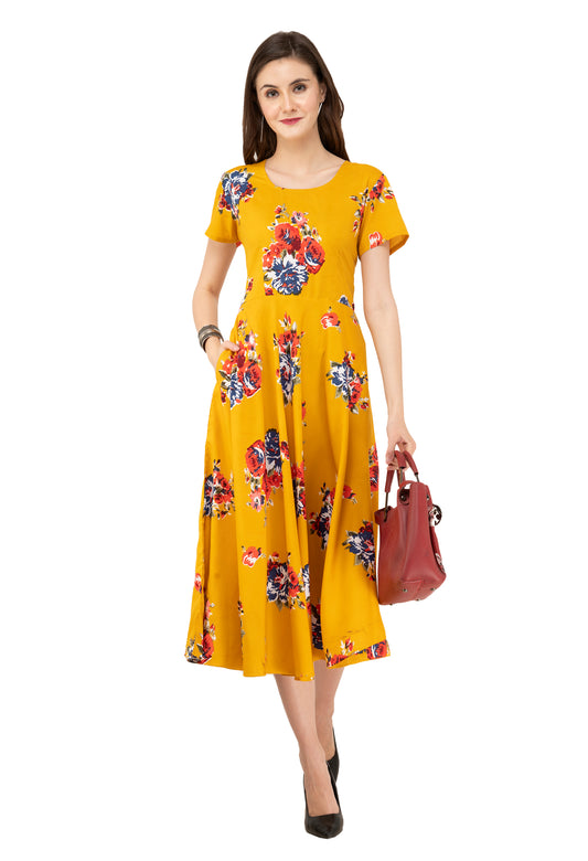 Rudrraaksha Printed Calf Length Dress