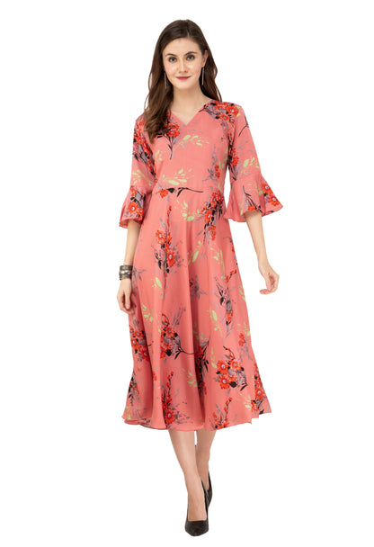 Rudraaksha Floral Bell Sleeve Dress