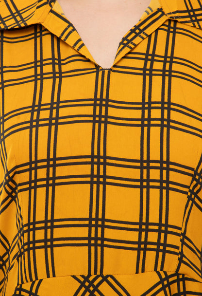 Safari Collared Checkered Maxi Dress