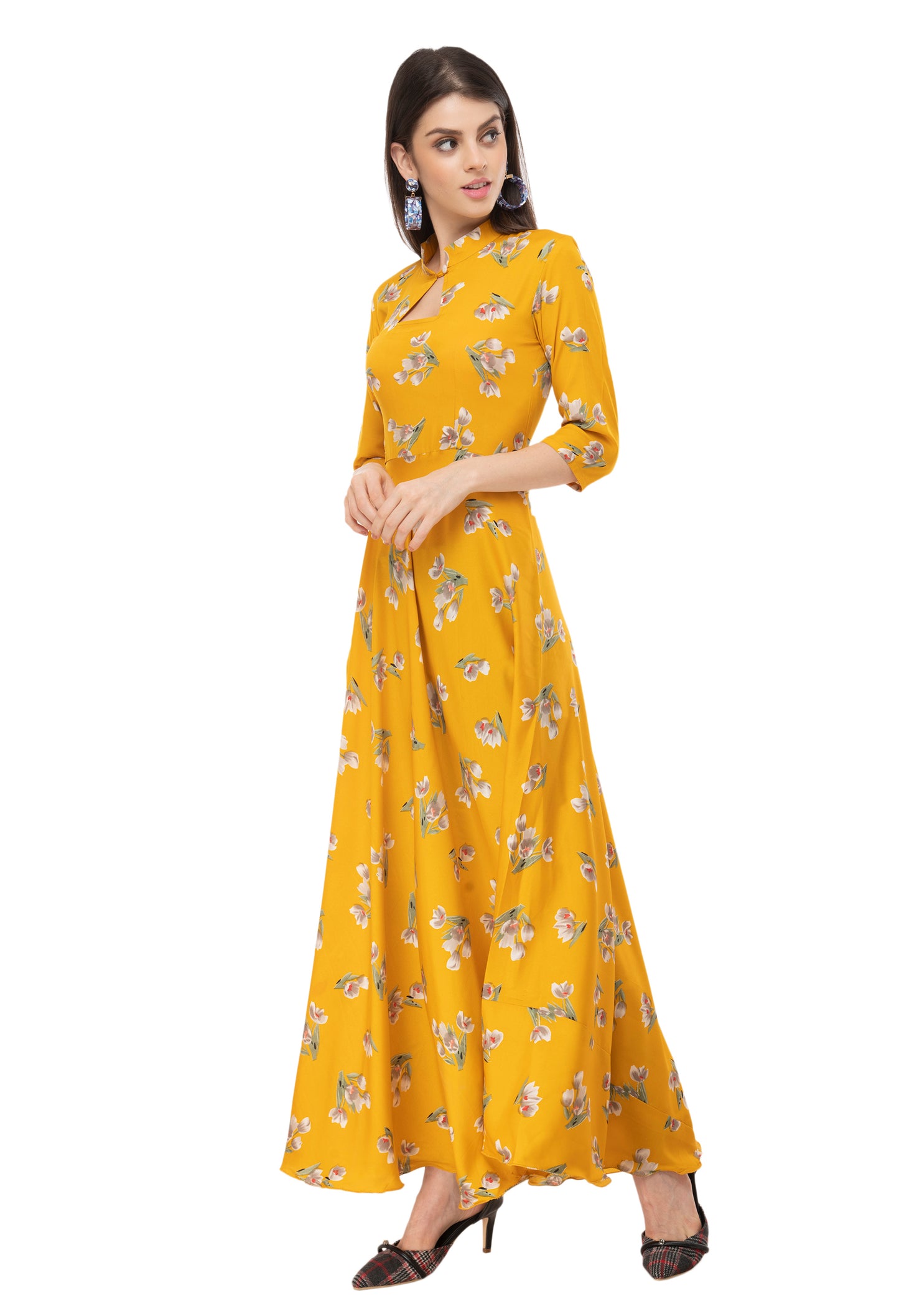 Floral Safari Collared Maxi Dress