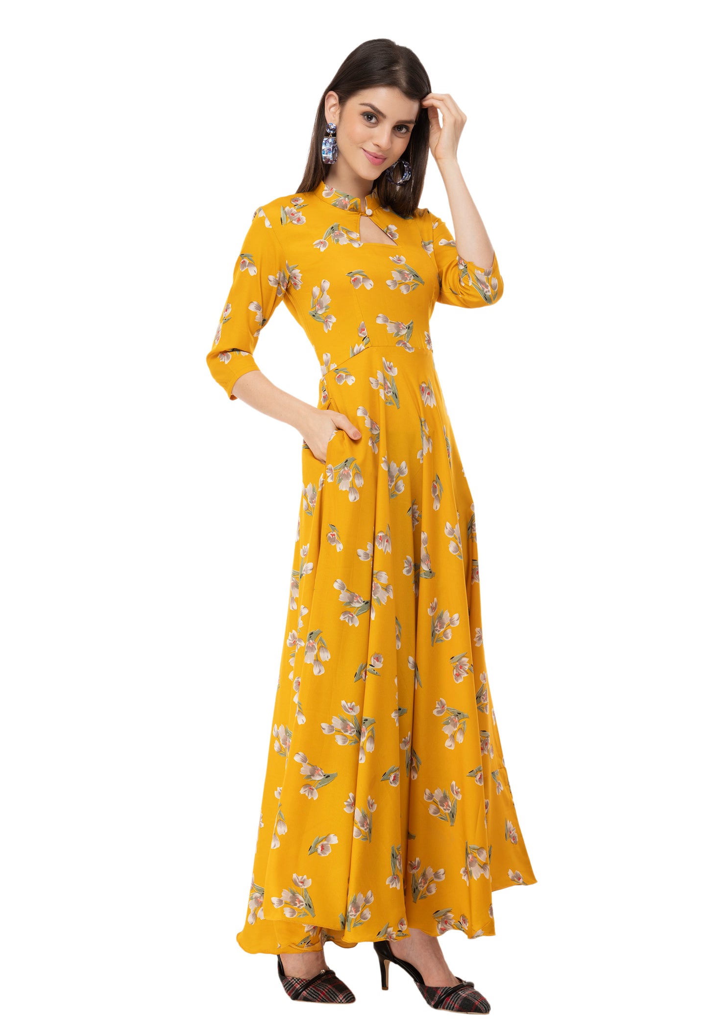 Floral Safari Collared Maxi Dress