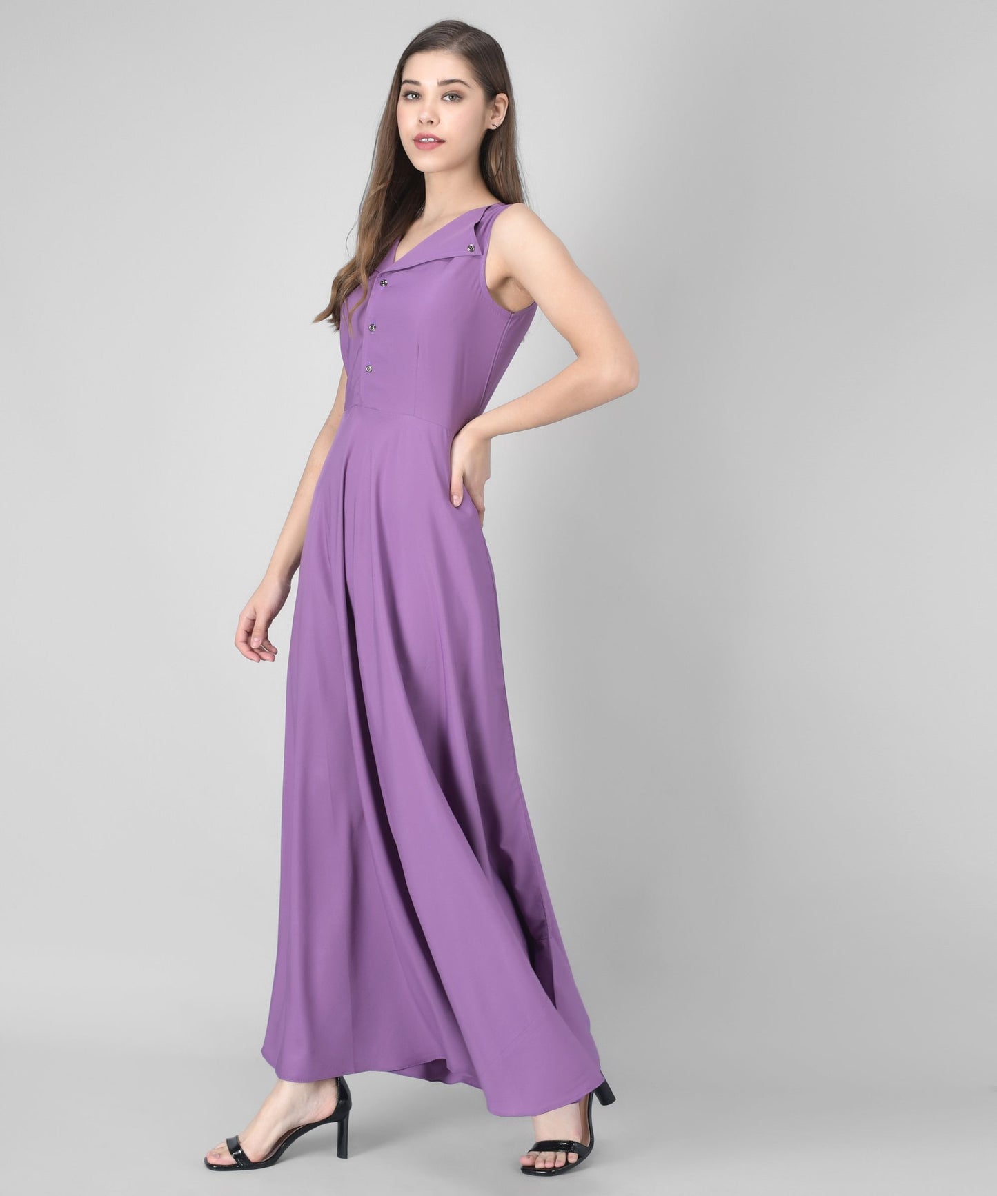women crepe fit and flary dress