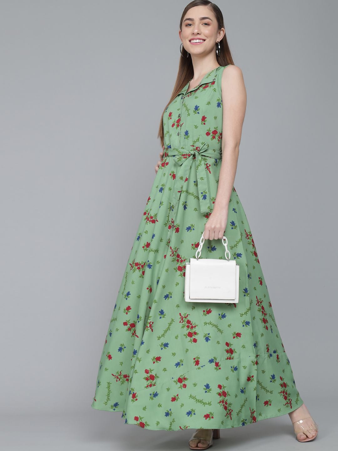 Rudraaksha women stylish  crepe printed maxi dress