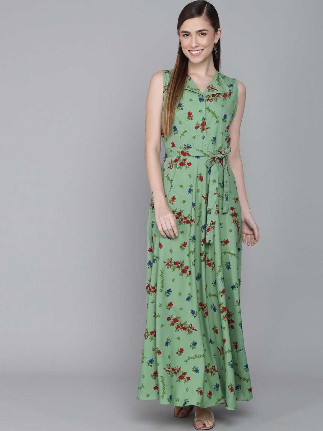 Rudraaksha women stylish  crepe printed maxi dress