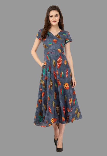Women’s Floral Fit & Flare Dress – Elegant Casual Wear