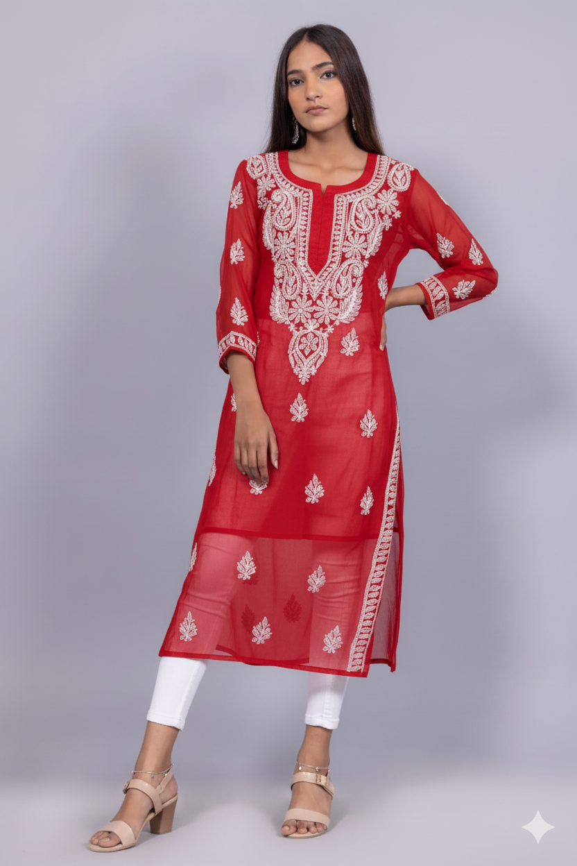 Georgette Chikankari Kurti
