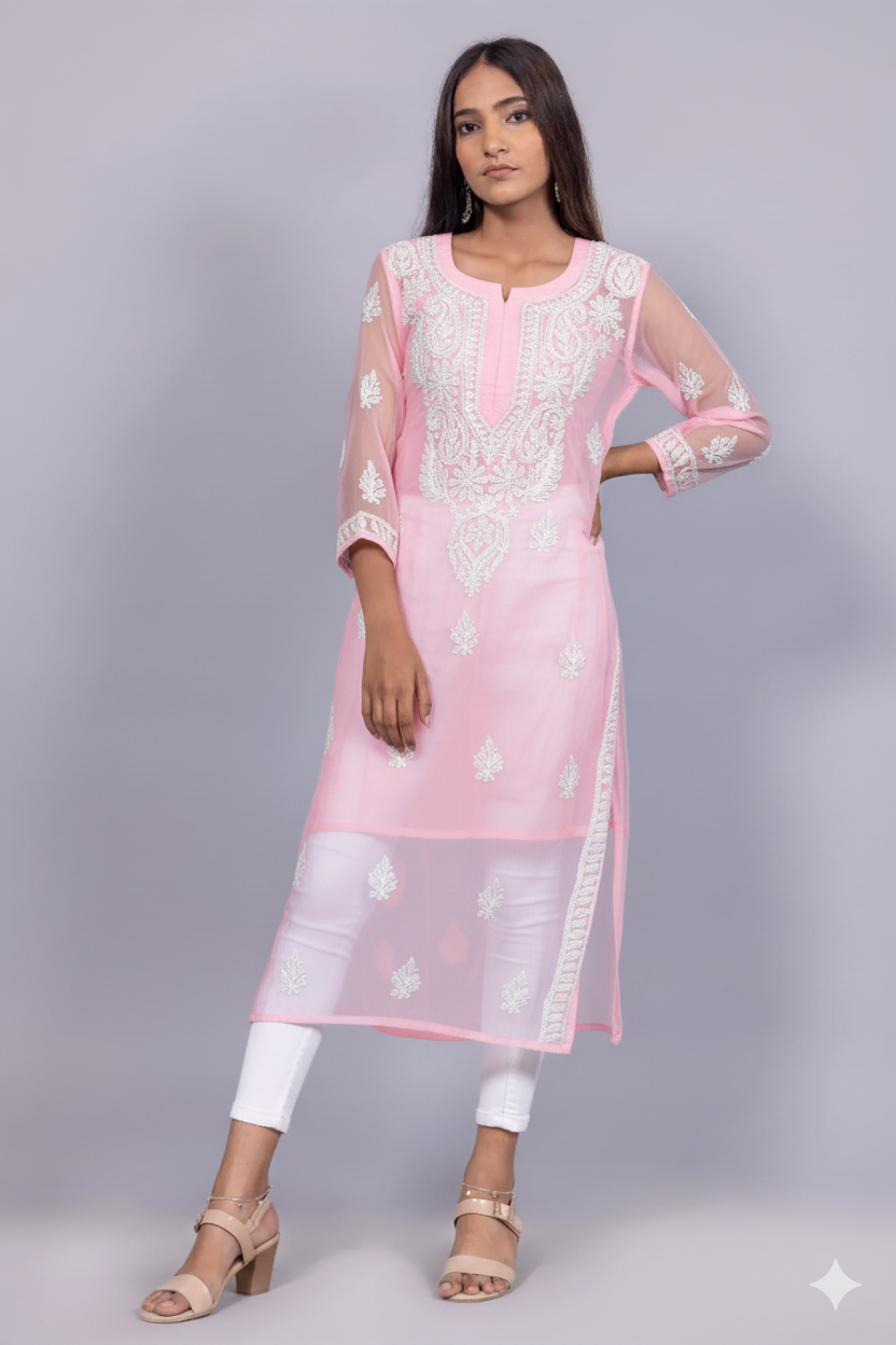Georgette Chikankari Kurti