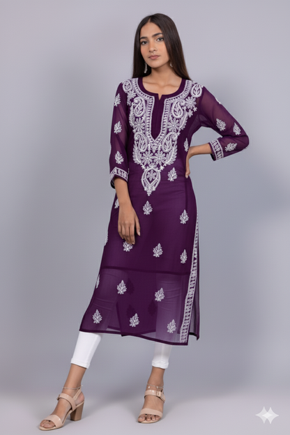Georgette Chikankari Kurti