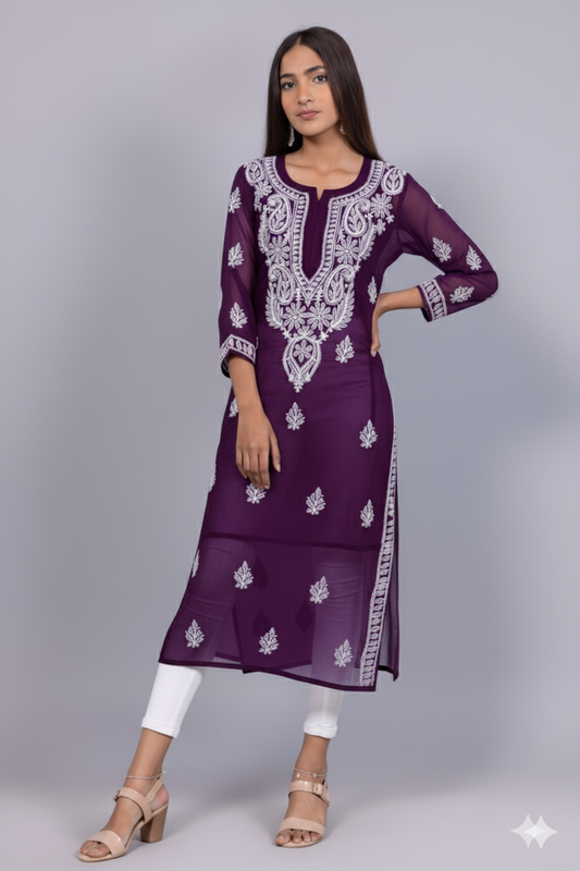 Georgette Chikankari Kurti