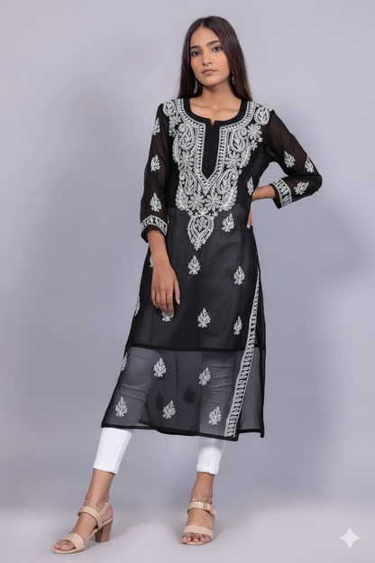 Georgette Chikankari Kurti
