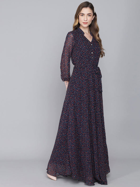 stylish  georgette printed maxi dress