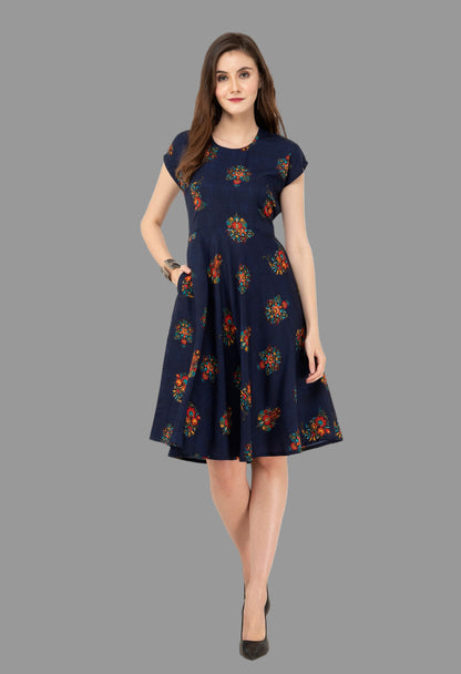 Women’s Floral Fit & Flare Dress – Elegant Casual Wear