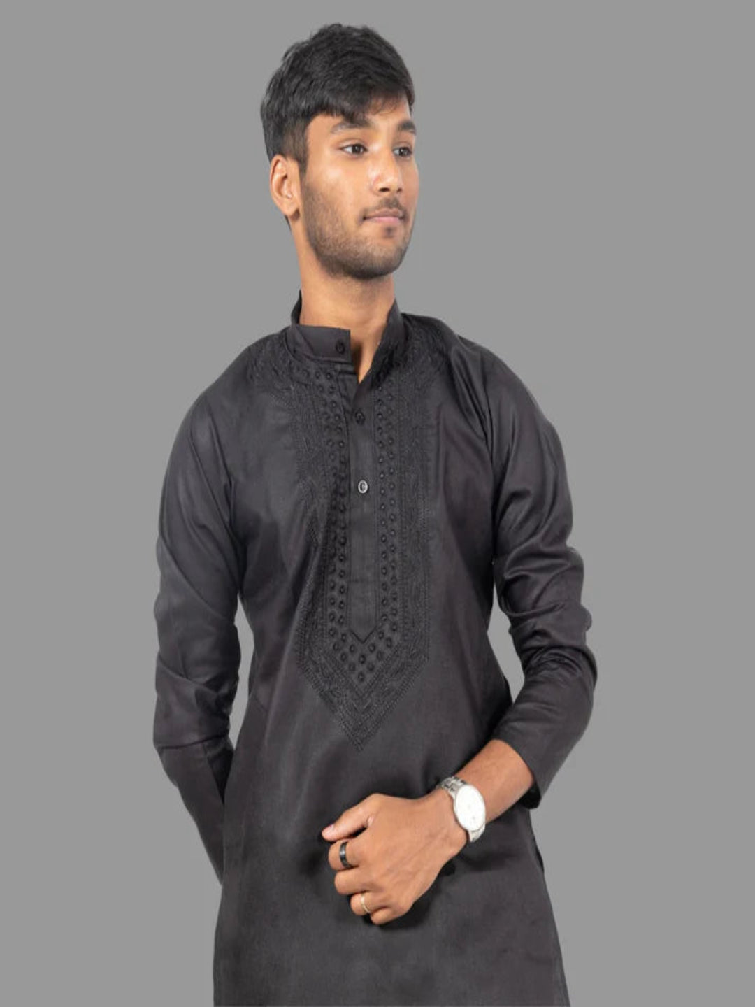 Black and White Kurta Set