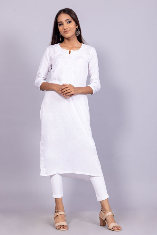 Cotton Chikankari Kurti (Mint Green)