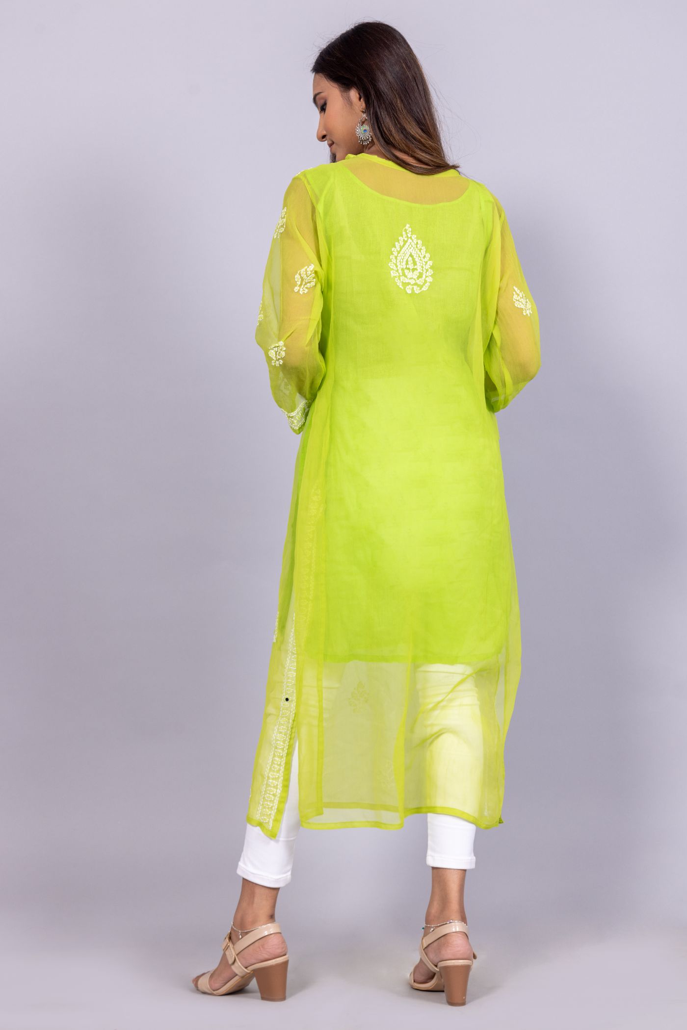 Georgette Chikankari Kurti (Green)