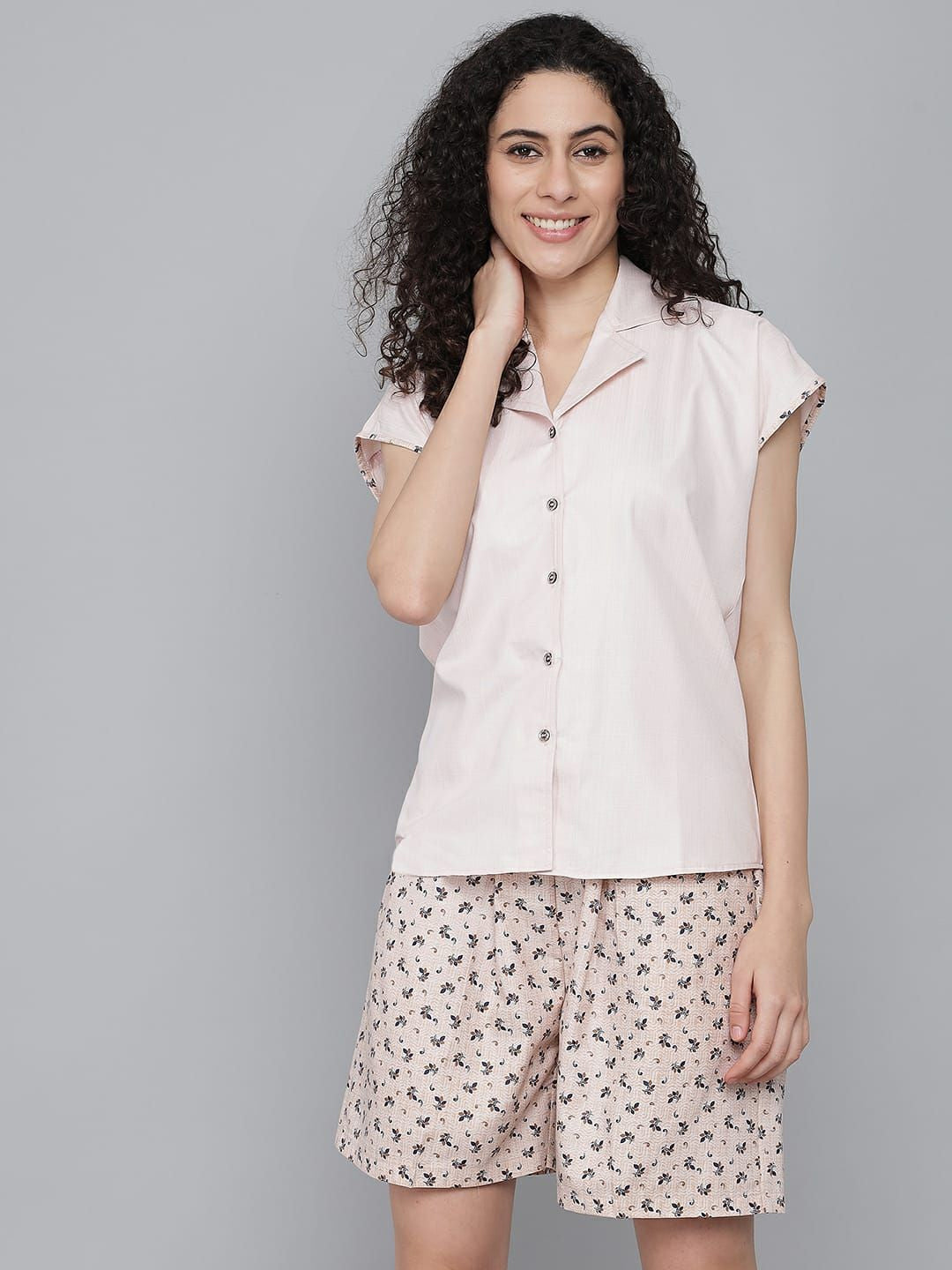 Peach Cotton Night Suit