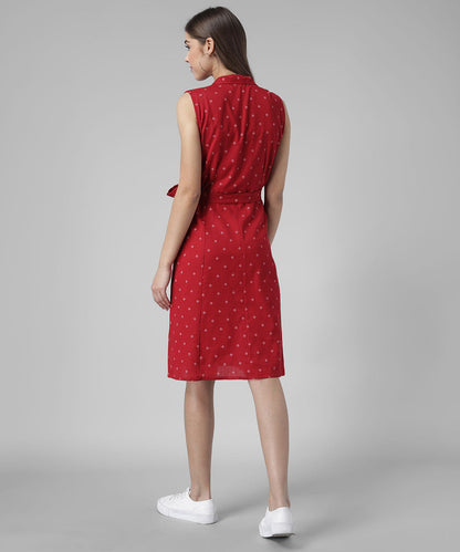 Stylish Knee-Length Day Dress with Pockets and Tie-Up Waist RUDRAAKSHA