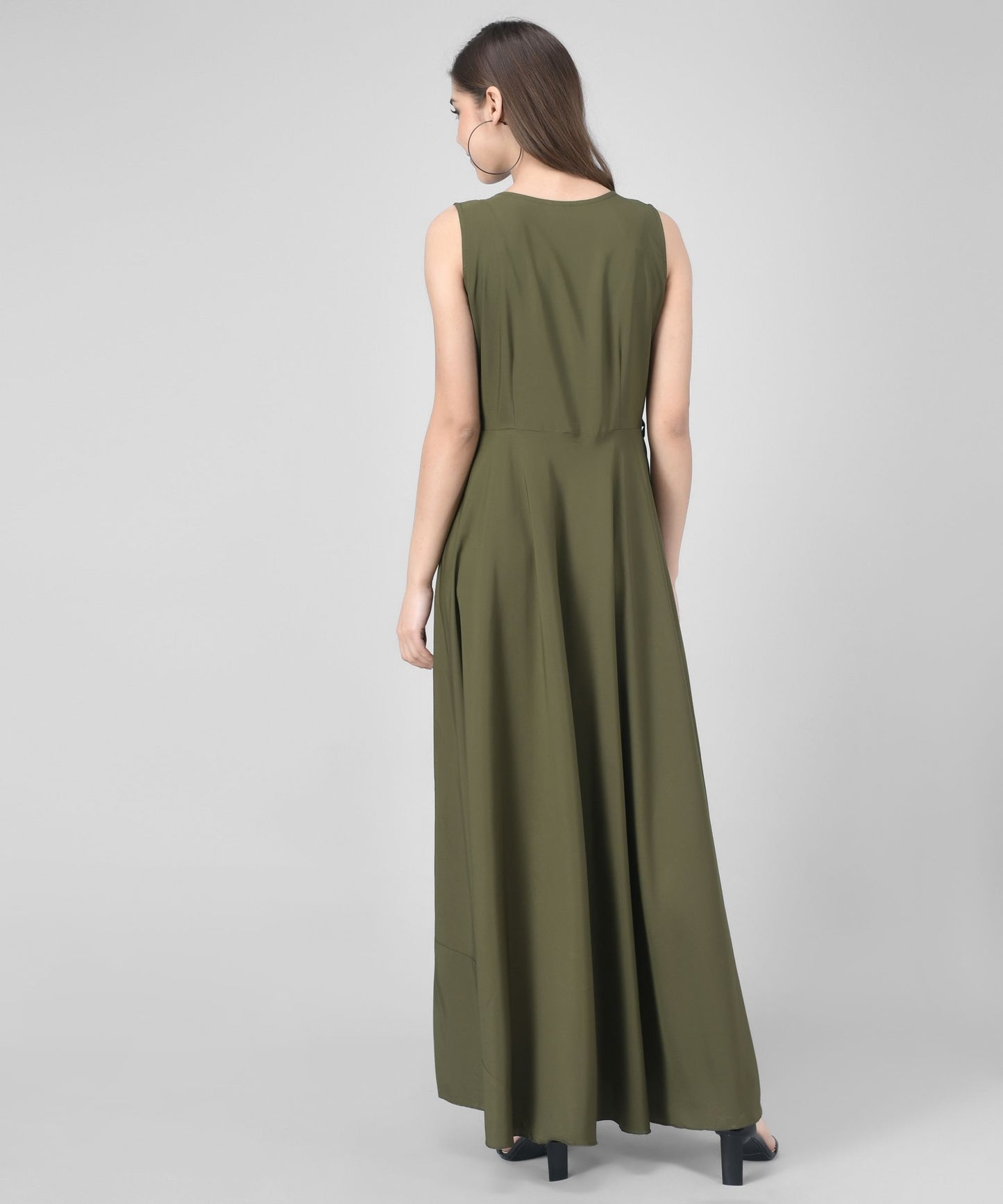 women crepe fit and flary dress