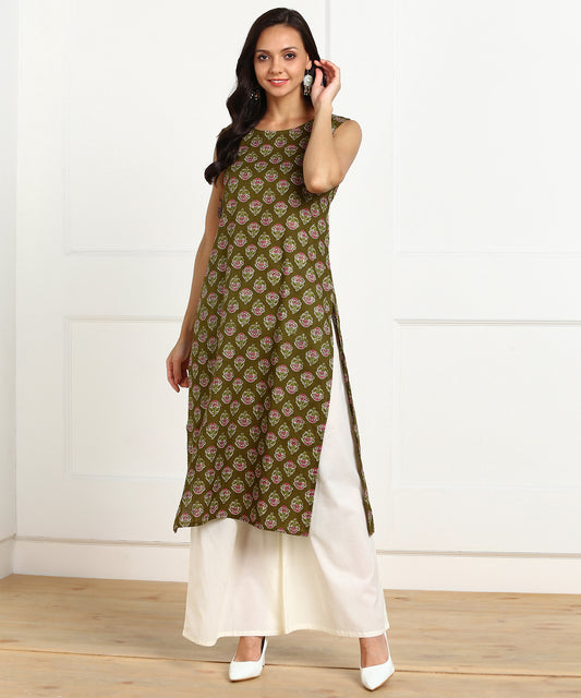 Rudraaksha Straight Kurta with Palazzo Set