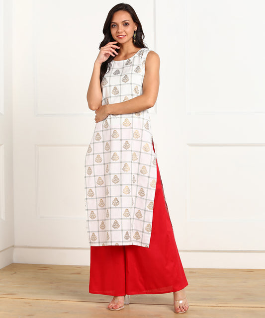 Rudraaksha Straight Kurta with Palazzo Set