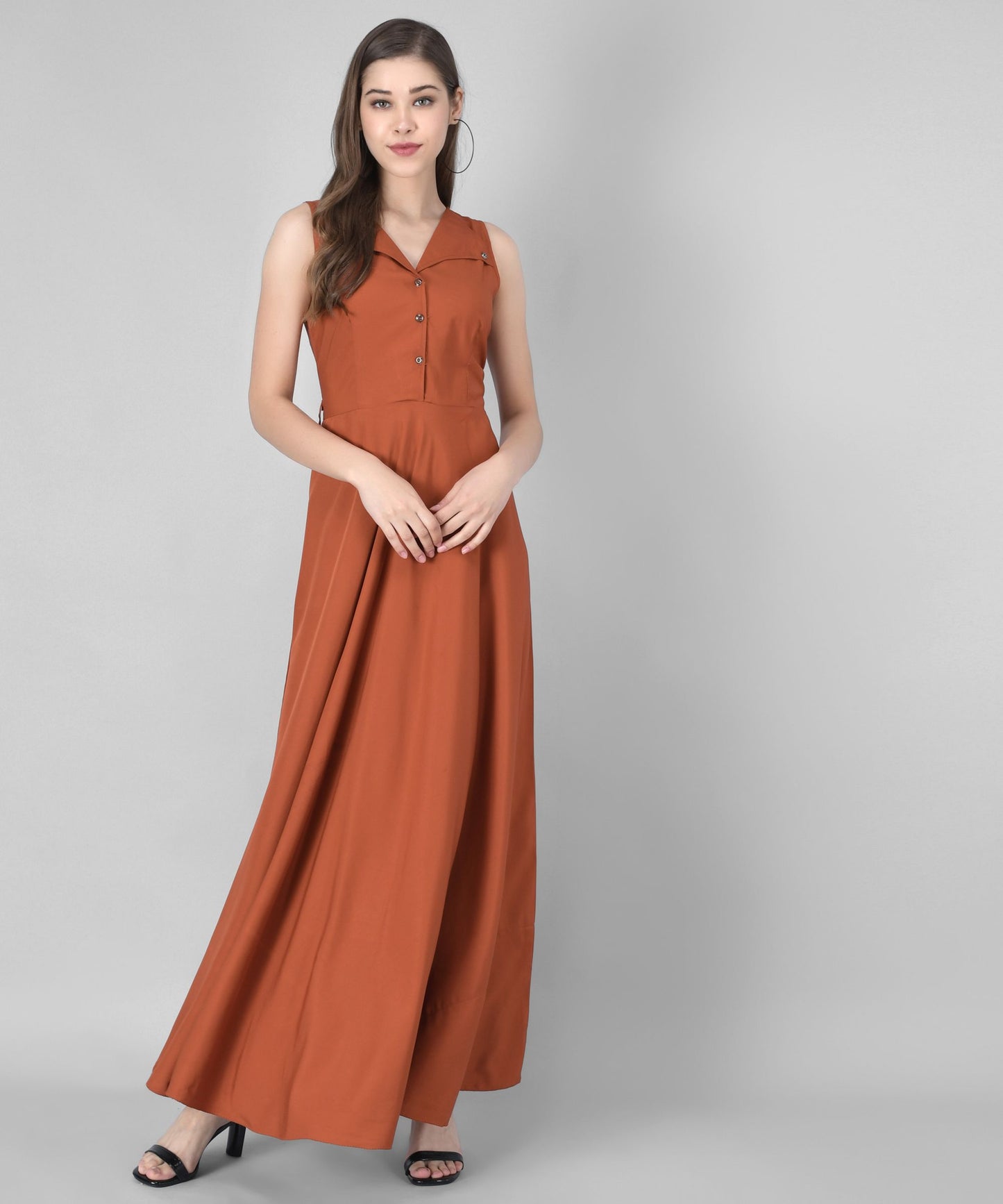 women crepe fit and flary dress