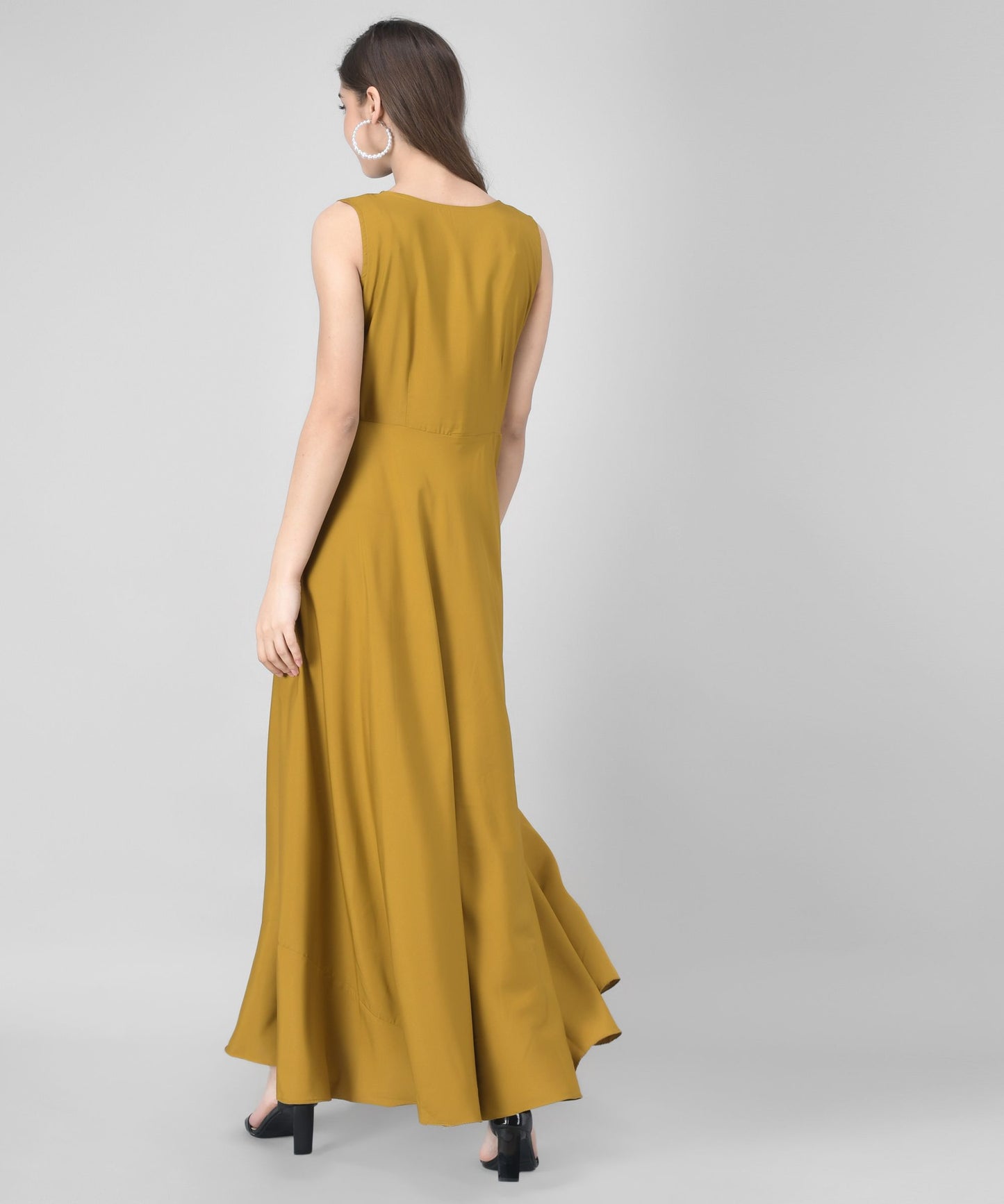 women crepe fit and flary dress