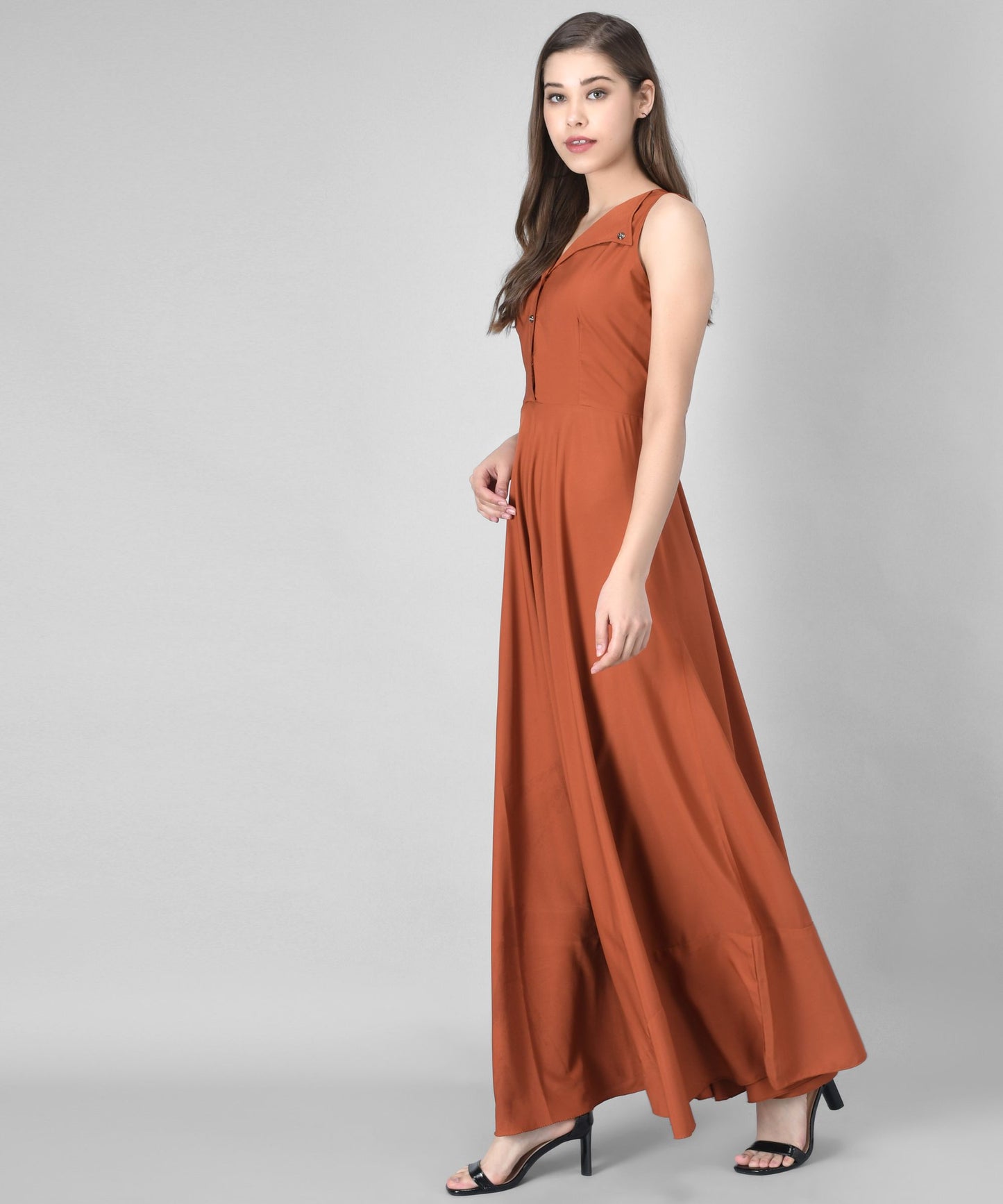 women crepe fit and flary dress