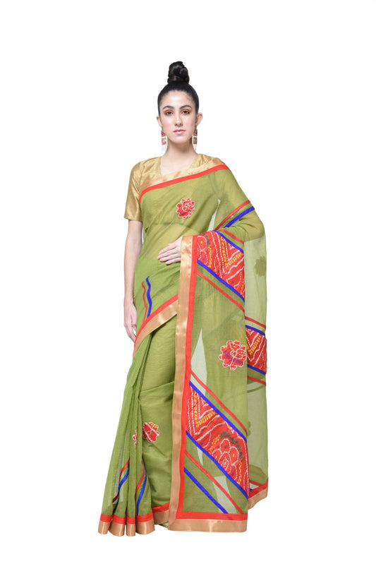Rudraaaksha Women's Printed Saree With Unstitched Blouse Piece