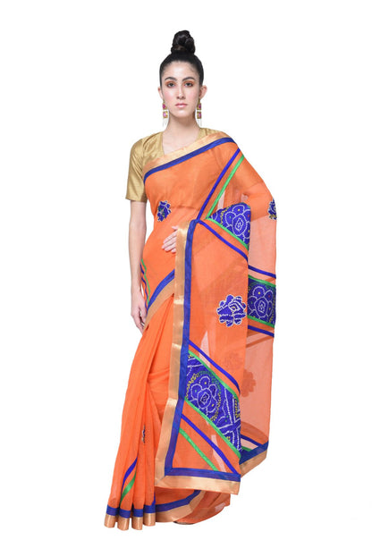 Rudraaaksha Women's Printed Saree With Unstitched Blouse Piece