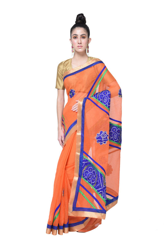 Rudraaaksha Women's Printed Saree With Unstitched Blouse Piece