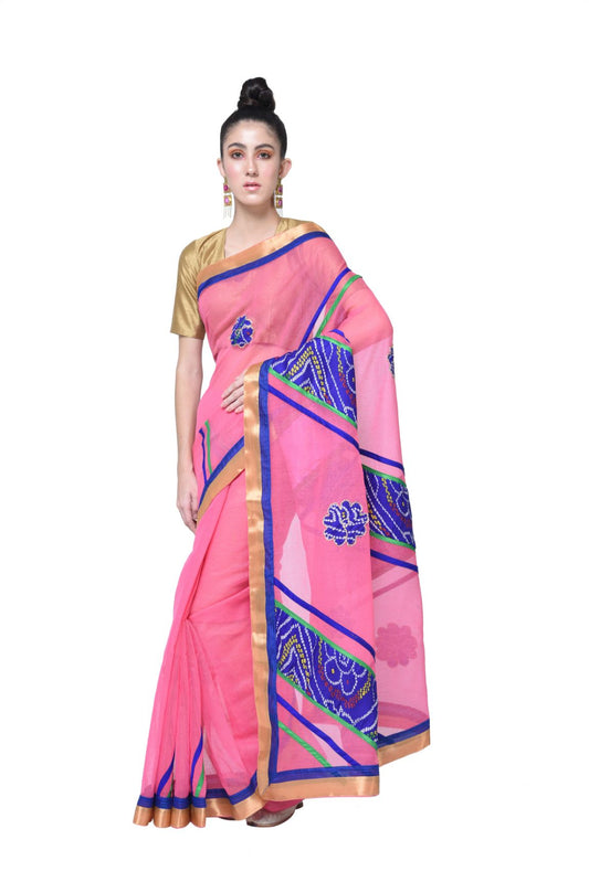 Rudraaaksha Women's Printed Saree With Unstitched Blouse Piece