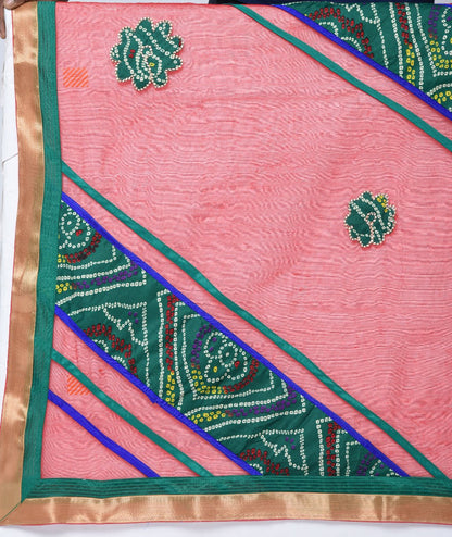 Rudraaaksha Women's Printed Saree With Unstitched Blouse Piece