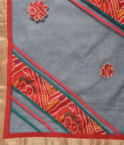 Rudraaaksha Women's Printed Saree With Unstitched Blouse Piece