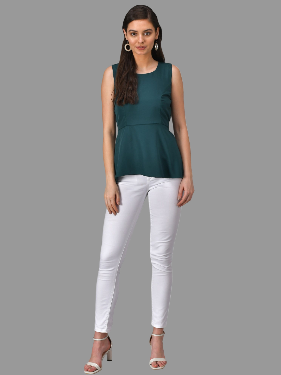 Women's Peplum Hem Sleeveless Top
