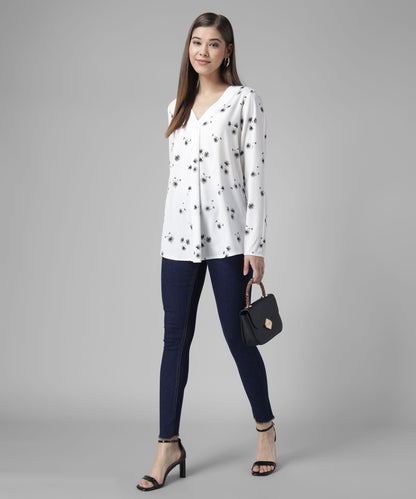 Printed V-Neck Top RUDRAAKSHA