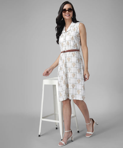 Stylish Knee-Length Day Dress with Pockets and Tie-Up Waist RUDRAAKSHA