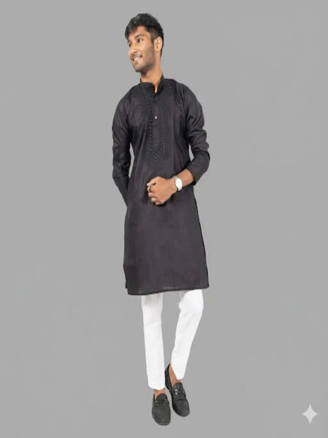 Black and White Kurta Set
