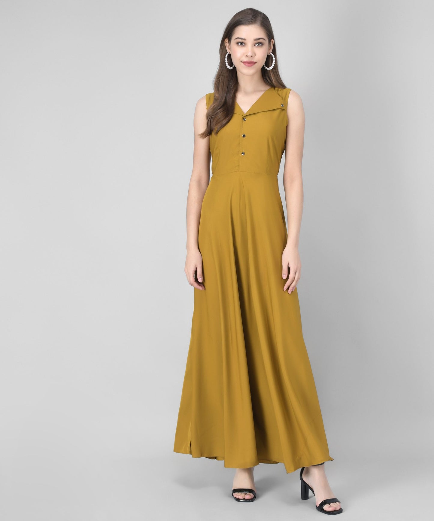 women crepe fit and flary dress