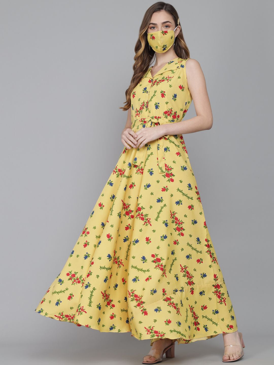 Rudraaksha women stylish  crepe printed maxi dress
