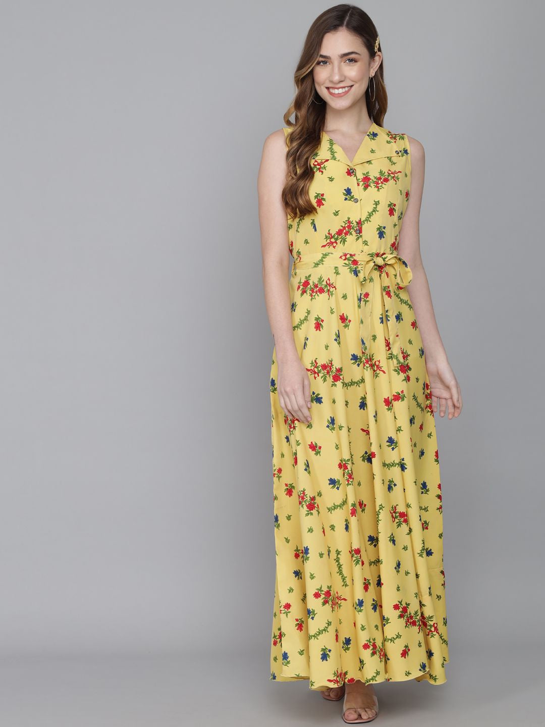 Rudraaksha women stylish  crepe printed maxi dress