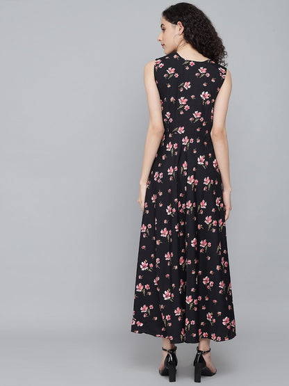 Rudraaksha trendy floral maxi dress for women RUDRAAKSHA