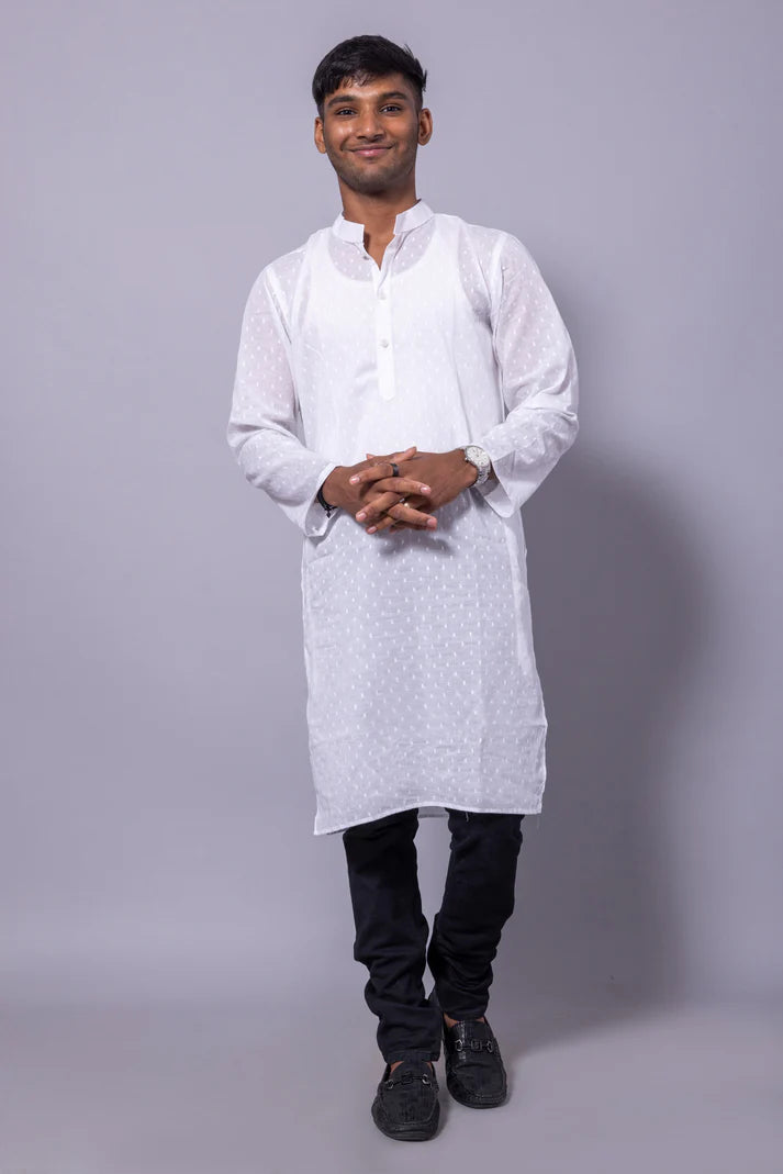 Men’s Long Cotton Kurta – Classic Ethnic Elegance