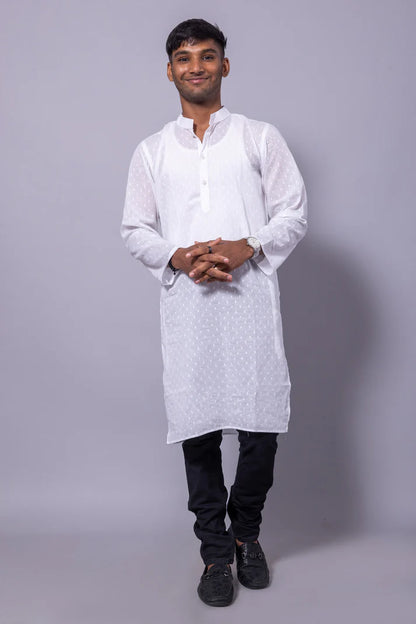 Men’s Long Cotton Kurta – Classic Ethnic Elegance