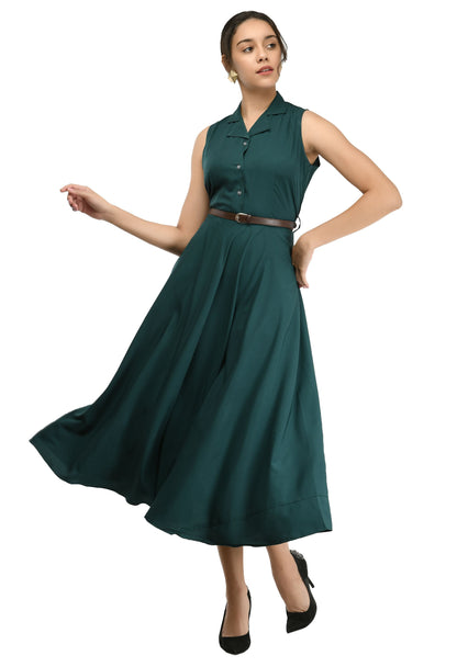 Rudraakshaksha women's crepe solid Stylish  with belt  dress