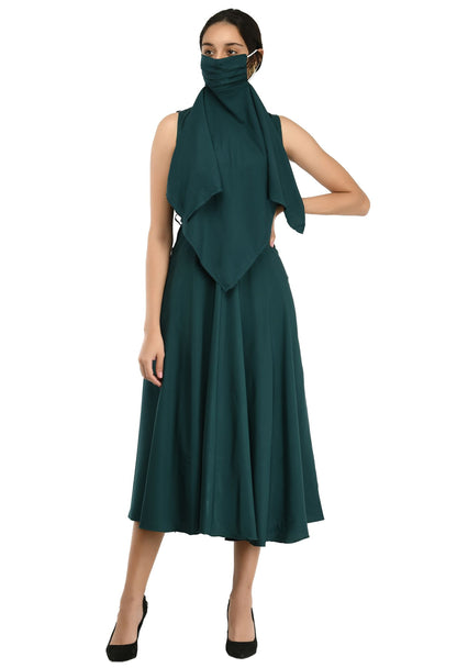 Rudraakshaksha women's crepe solid Stylish  with belt  dress